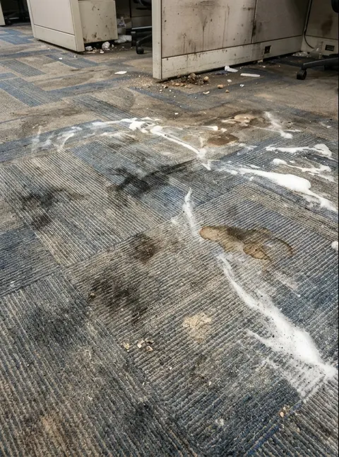 Office carpet steam clean — before