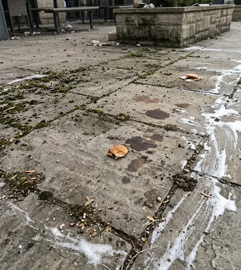 Outdoor tile pressure clean — before